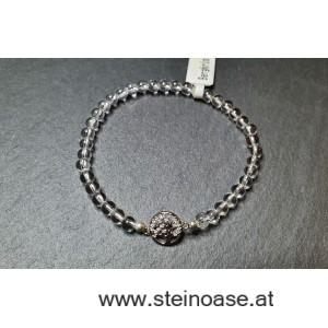 Armband Bergkristall + Baum 4mm Gr.S